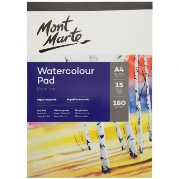 Picture of Mont Marte Watercolour Pad German Paper A4 180gsm 15sht