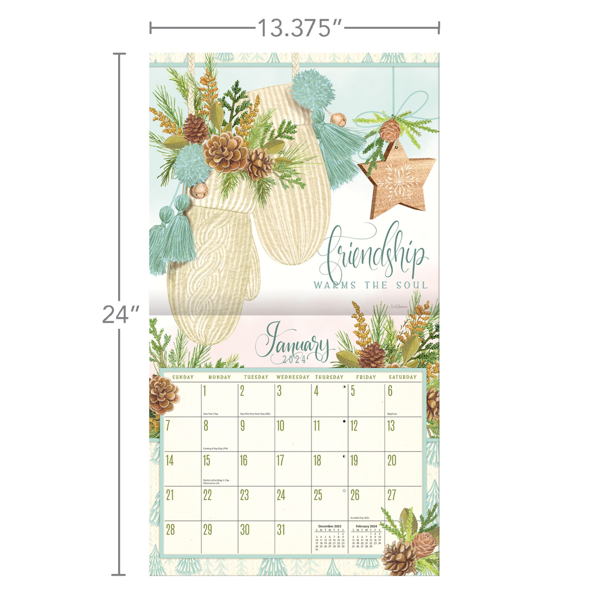 Lang Wall Calendar 2024 Abundant Friendship Nextra Dianella