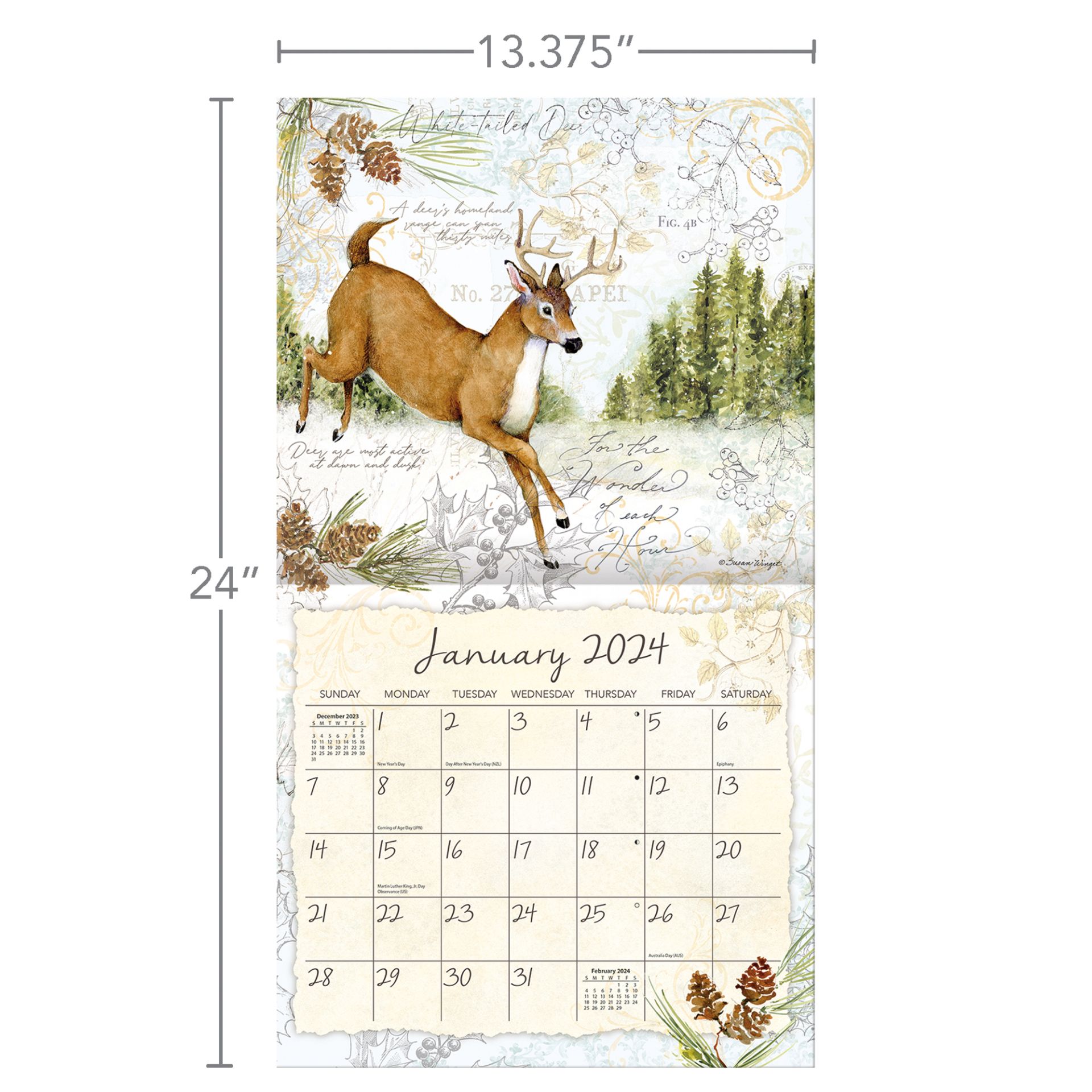 Lang Wall Calendar 2024 Field Guide Nextra Dianella