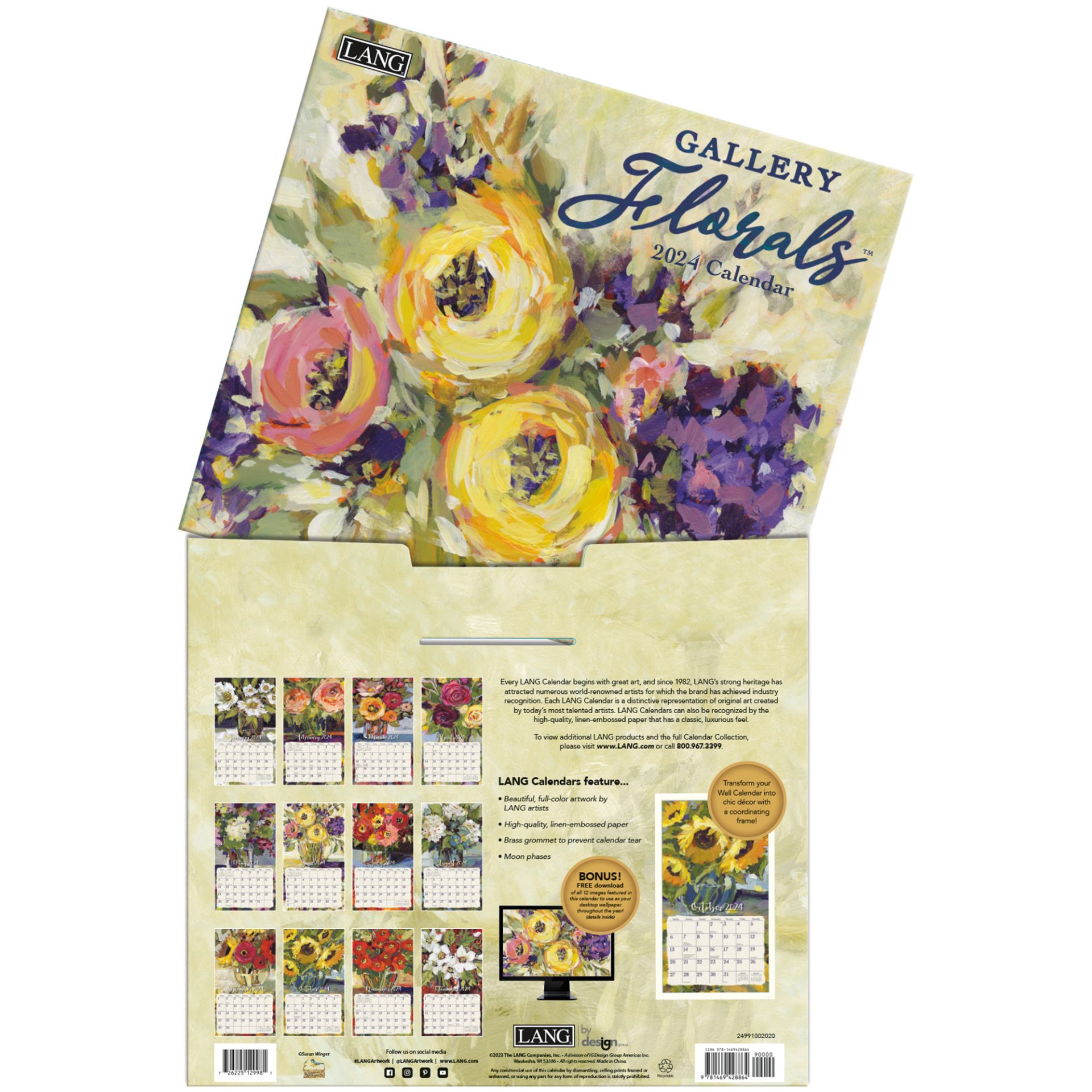 Lang Wall Calendar 2024 Gallery Florals | Nextra Dianella