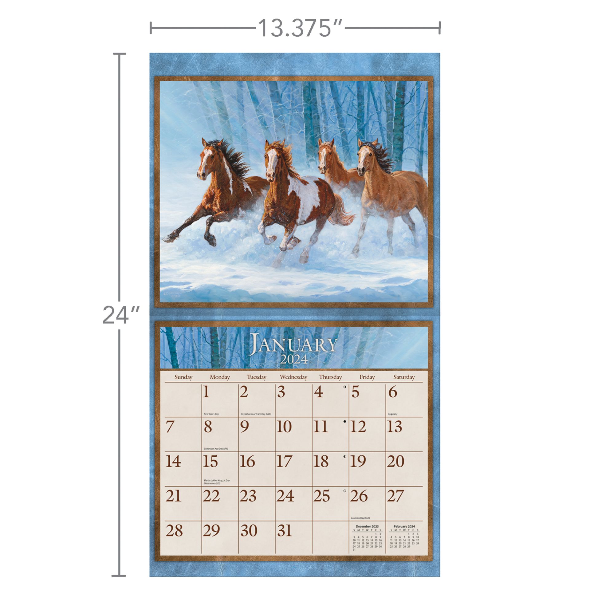 Lang Wall Calendar 2024 Horses in the Mist Nextra Dianella