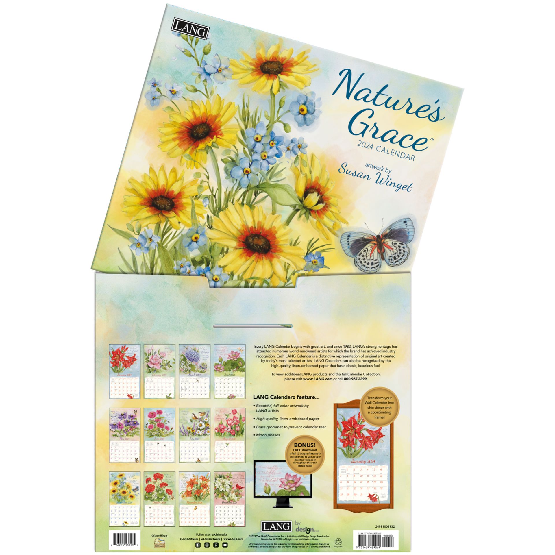 Lang Wall Calendar 2024 Natures Grace Nextra Dianella