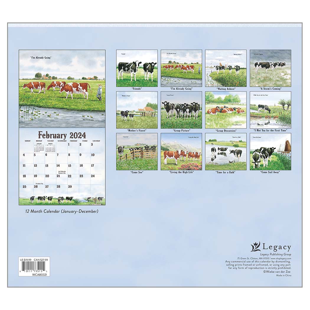 Legacy Wall Calendar 2024 Cows In The Meadow Nextra Dianella