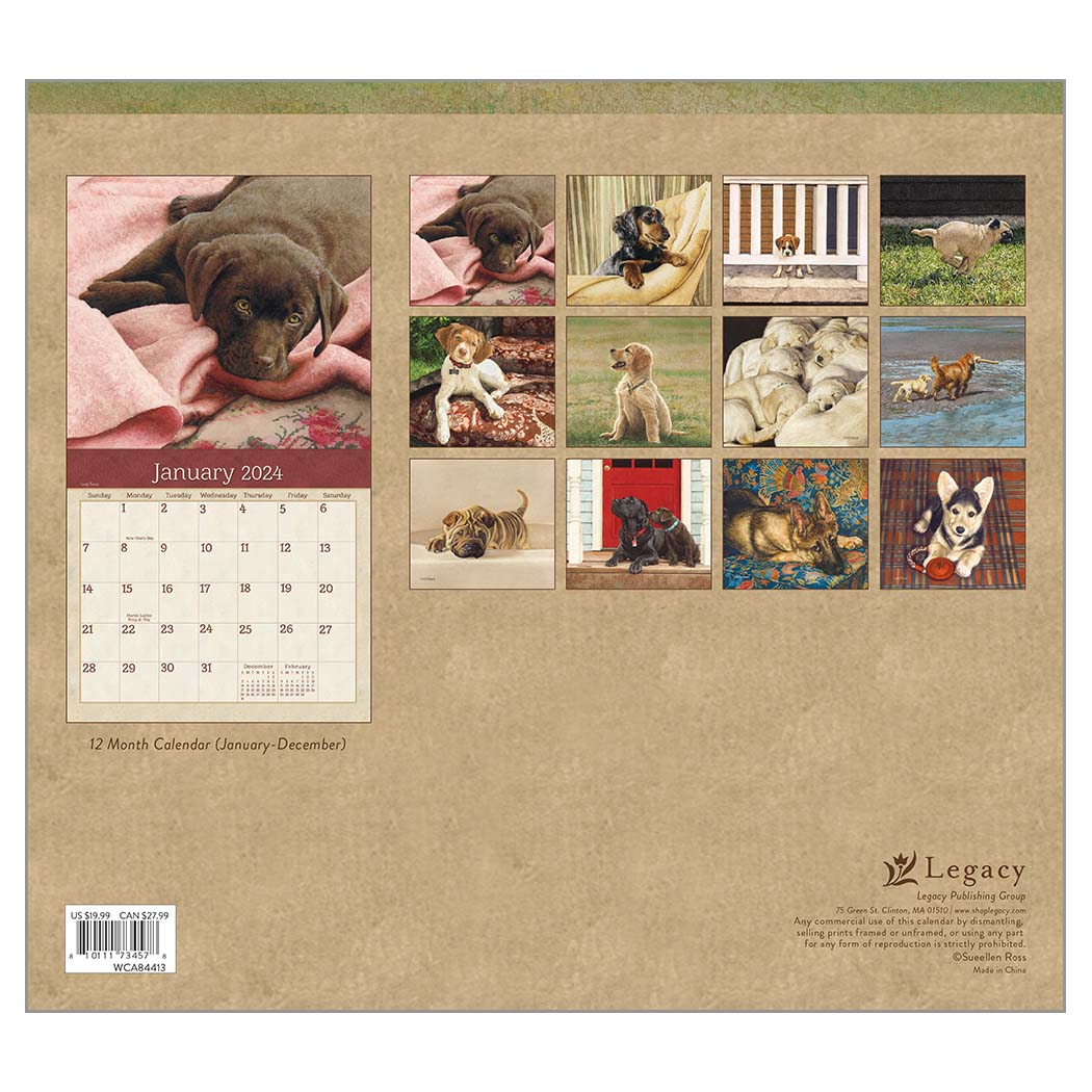 Legacy Wall Calendar 2024 Puppies Nextra Dianella