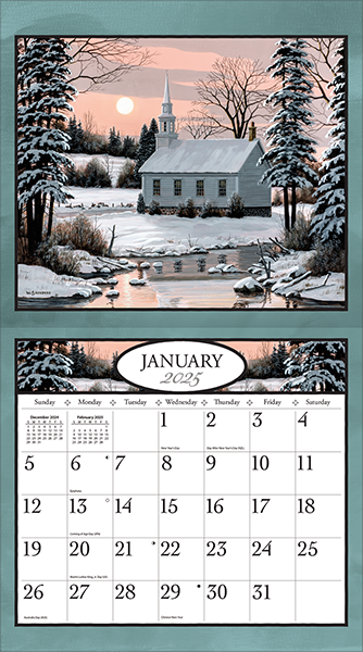 Picture of Lang Calendar 2025 Country Churches by Bill Saunders